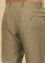 Men's Light Khaki Linen Cotton Trouser - Image 5