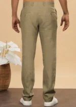 Men's Light Khaki Linen Cotton Trouser - Image 3