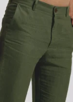 Men's Military Green Linen Cotton Trouser - Image 5