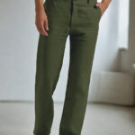 Men's Military Green Linen Cotton Trouser
