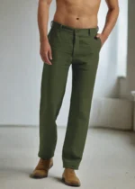 Men's Military Green Linen Cotton Trouser - Image 6
