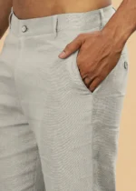 Men's Powder Blue Linen Cotton Trouser - Image 4