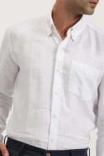 White Color Pure Linen Full Sleeve Shirt - Image 2
