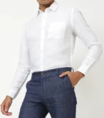 White Pure Linen Full Sleeve Shirt - Image 3