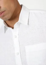 White Pure Linen Full Sleeve Shirt - Image 4