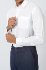 White Pure Linen Full Sleeve Shirt - Image 6