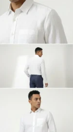 White Pure Linen Full Sleeve Shirt - Image 2