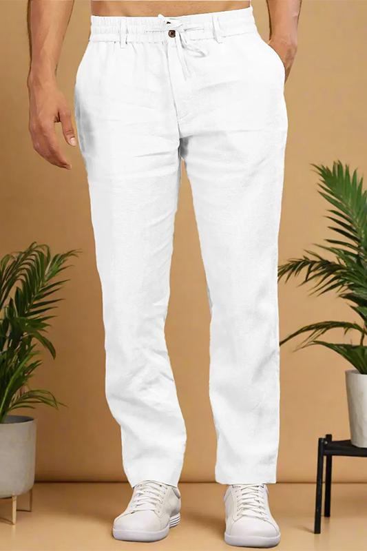White_Pure_Linen_Trousers_With_Elastic_Waist_Band_DZ2KQJIYMB_2026-03-03_4 White Pure Linen Trousers With Elastic Waist Band - Image 1