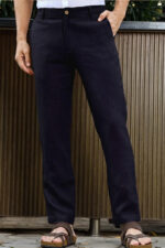 Men's Navy Blue Linen Cotton Trouser
